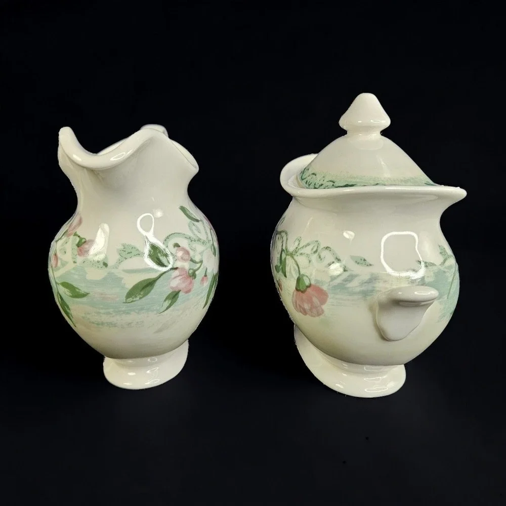 Westbury Court Elizabeth Creamer Lidded Sugar‎ Bowl Set Floral Shabby Chic